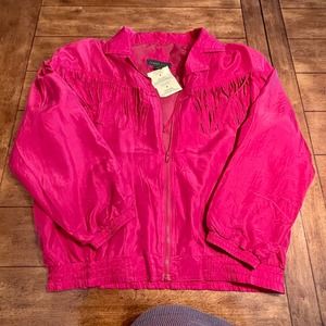 Diana D'or 100% Silk Sz Large 2-Piece Set Vintage 80s/90s NWT Zip Front S1026-01